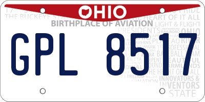 OH license plate GPL8517