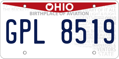 OH license plate GPL8519