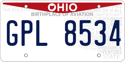 OH license plate GPL8534