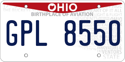 OH license plate GPL8550