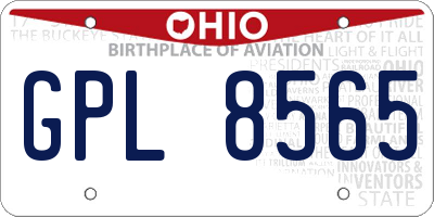 OH license plate GPL8565
