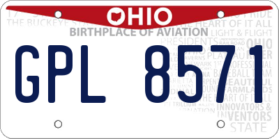 OH license plate GPL8571