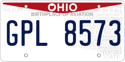 OH license plate GPL8573