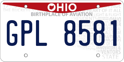 OH license plate GPL8581