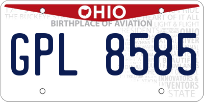 OH license plate GPL8585