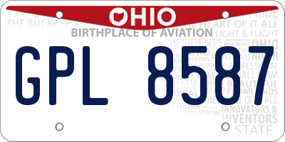 OH license plate GPL8587