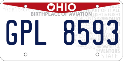 OH license plate GPL8593