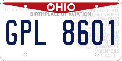 OH license plate GPL8601