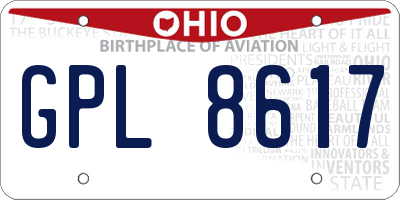 OH license plate GPL8617