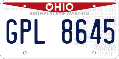 OH license plate GPL8645