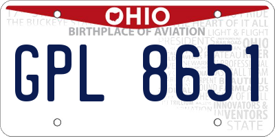 OH license plate GPL8651