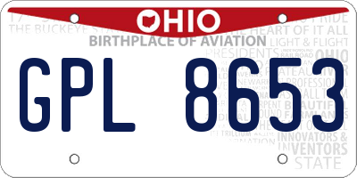 OH license plate GPL8653