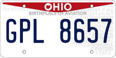 OH license plate GPL8657