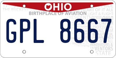 OH license plate GPL8667