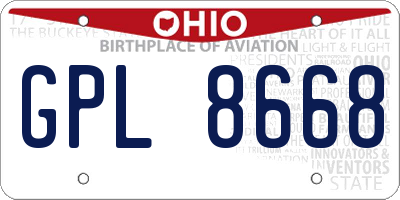 OH license plate GPL8668