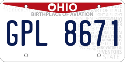 OH license plate GPL8671