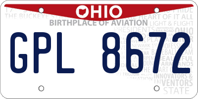 OH license plate GPL8672