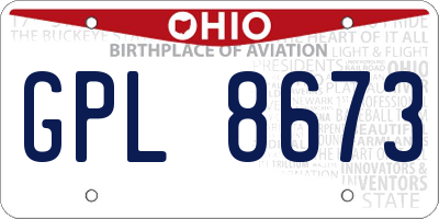 OH license plate GPL8673