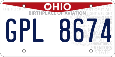 OH license plate GPL8674