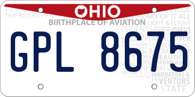 OH license plate GPL8675
