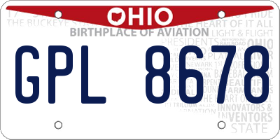 OH license plate GPL8678