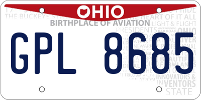 OH license plate GPL8685