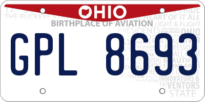 OH license plate GPL8693