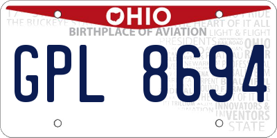 OH license plate GPL8694