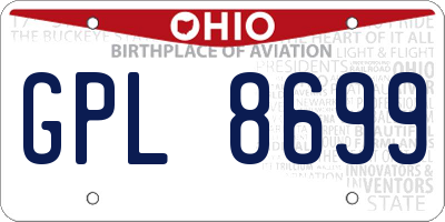 OH license plate GPL8699