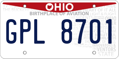 OH license plate GPL8701