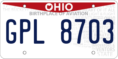 OH license plate GPL8703