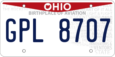 OH license plate GPL8707