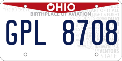 OH license plate GPL8708