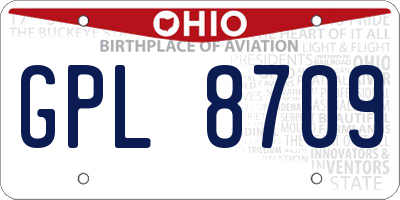 OH license plate GPL8709