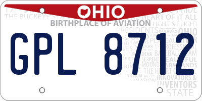OH license plate GPL8712