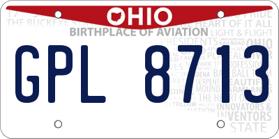 OH license plate GPL8713