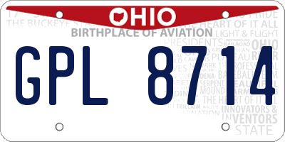 OH license plate GPL8714