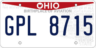 OH license plate GPL8715