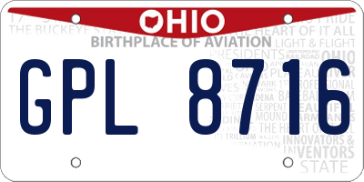 OH license plate GPL8716