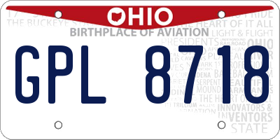 OH license plate GPL8718