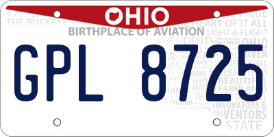 OH license plate GPL8725