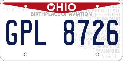 OH license plate GPL8726