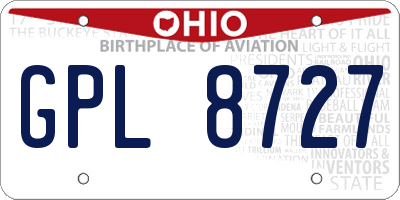 OH license plate GPL8727