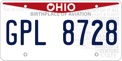OH license plate GPL8728