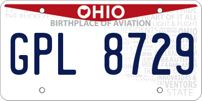 OH license plate GPL8729