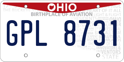 OH license plate GPL8731