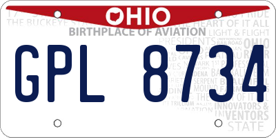 OH license plate GPL8734