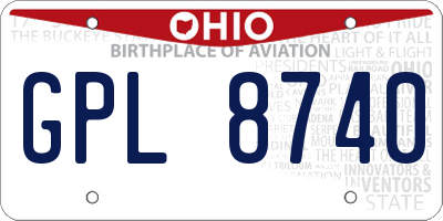OH license plate GPL8740