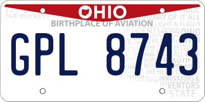 OH license plate GPL8743
