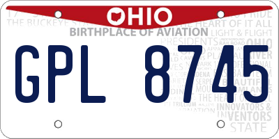 OH license plate GPL8745